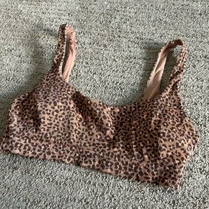 Aerie Leopard Print Ribbed Bikini Top